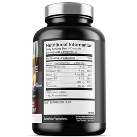 Iron Labs Nutrition Acetyl L Carnitine Capsules - 2000mg Acetyl L-Carnitine x 30 Servings - Carnitine Plus 6 Added Nutrients (120 Vegetarian Capsules)