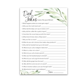 GREENERY DAD JOKES Baby Shower Games, Daddy Jokes Shower Trivia Games — Pack of 25 — Fun Dad Joke Game, Green Gender Neutral Funny Joke Trivia, Sprinkle Gender Reveal Party, Sip See, Birthday G320-DJK