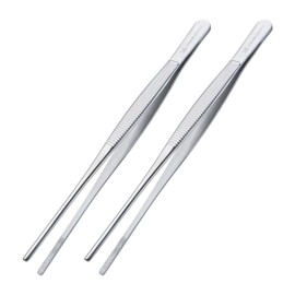 MSY BIGSUNNY 21.6 cm Stainless Steel Food Tweezer, Precision Serrated Tips Food Tongs, Set of 2