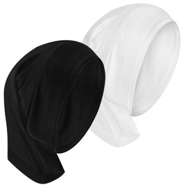 Boyiee Pack of 2 Hijab Headscarves Hijab Tube Elastic Hijab Underscarves Breathable Hijab Caps for Women, black, white
