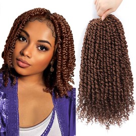 9 Packs Passion Twist Crochet Hair 10 Inch Pre-twisted Passion Twist Hair Pre Looped Crochet Passion Twist Hair Bohemian Short Passion Twist Crochet Braids Hair for Women Girls and Kids (10Inch,30#)