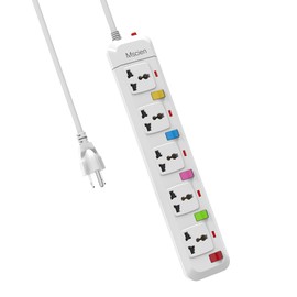 Mscien 5 Way Extension Lead with Switches, Travel Overload Protector Power Strip UK To USA with 1.8M Extension Cord