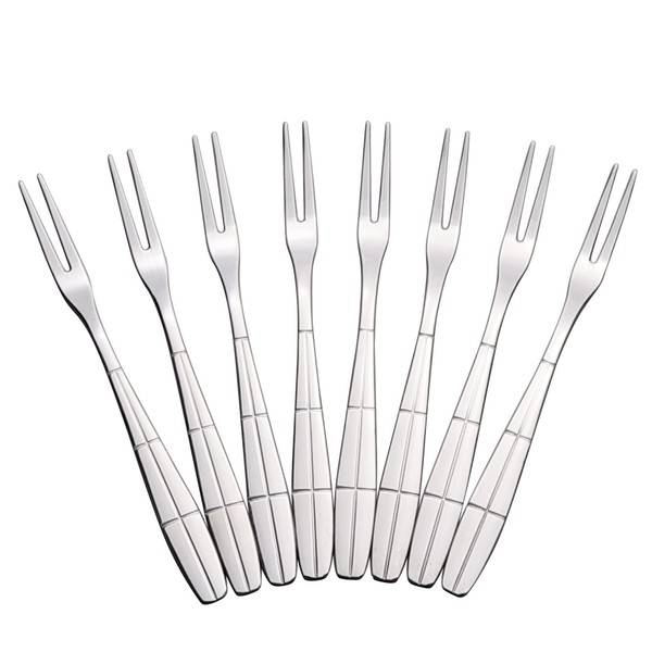 Fiazony Tenedores de acero inoxidable de 16 piezas con 2 dientes, tenedores pequeños para frutas