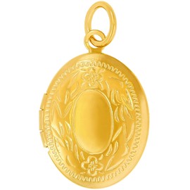 LIFETIME JEWELRY Locket Necklace That Holds Pictures [ Oval Gold Locket ] Jewelry for Girls and Women - Up to 20X More 24k Plating Than Other Photo Lockets (Locket Only)