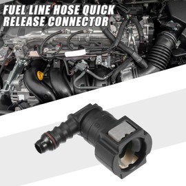 A ABSOPRO Car Fuel Line Hose Quick Release Connector 90 Degree 3/8" 9.49mm SAE to 1/4" 6mm Disconnect Hose Plastic Gray (Set of 2)