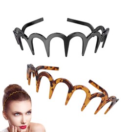 Pack of 2 Zigzag Hair Band Shark Tooth Hair Comb Made of Plastic Zig Zag Hair Band Headband for Women Girls Men Black and Brown