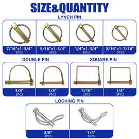 420 PCS Heavy Duty Pin Assortment Kit, Hitch Pins R Clip PIns/ Hair Pins/ Lynch Pins/ PTO Pins/ Cotter Pins/ Clevis Pins for Trucks Trailers Tractors Mowers 3 Point Accessories, Farm, Lawn and Garden
