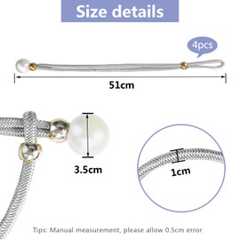 xiaoxianxian Pack of 4 Curtain Tiebacks, Tiebacks for Curtains with Large Beads for Home Decoration, Office, Hotel Etc (Grey)