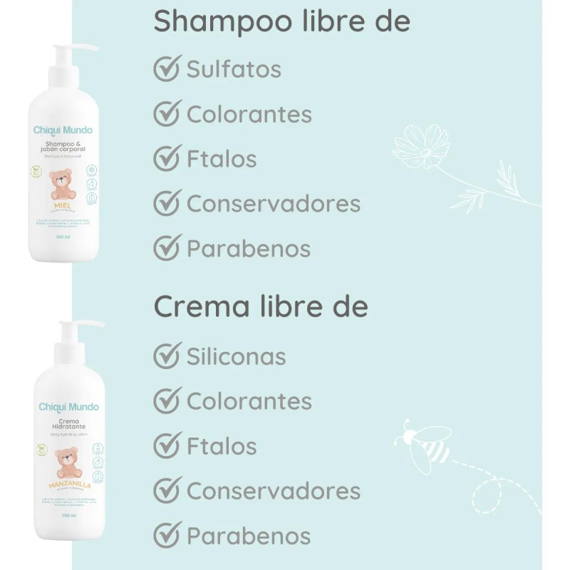 Set Crema & Shampoo Para Bebé (manzanilla Y Miel, 500ml