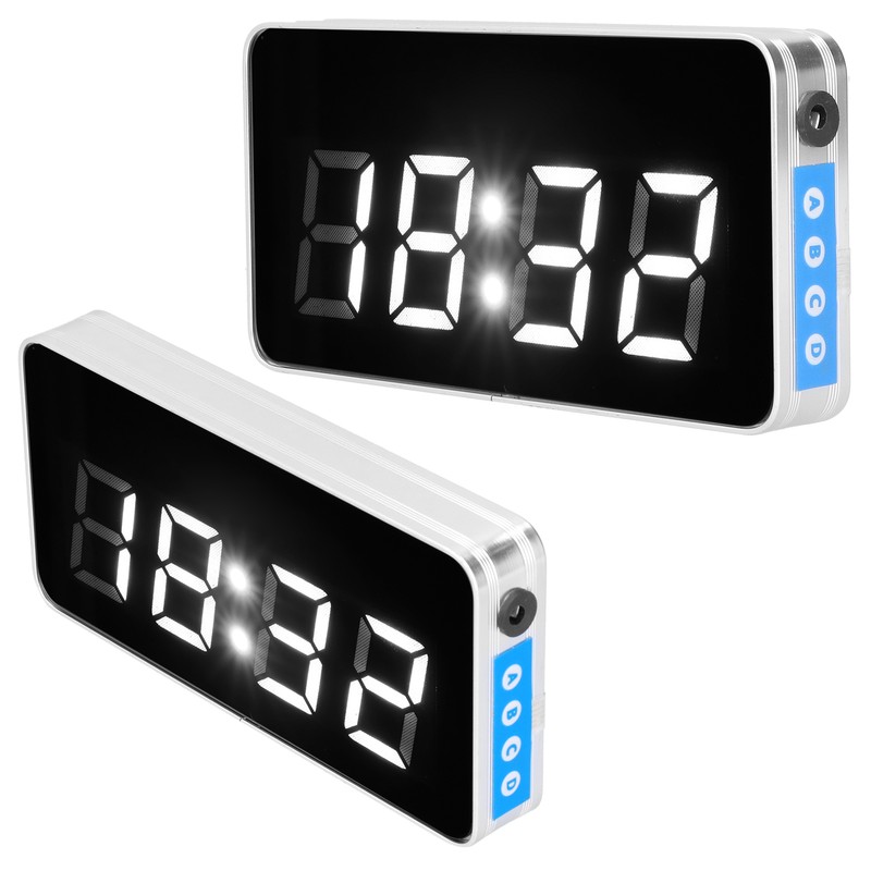 Desk Clock Glass Mirror Luminous Function LED Display Perpetual Calendar