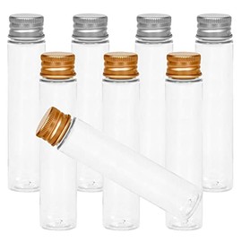 8 Pcs 110ml Plastic Test Tubes 35 x 150mm Clear Flat Test Tubes with Screw Caps for Scientific Experiments, Bath Salts, Candy Storage, Party Favors