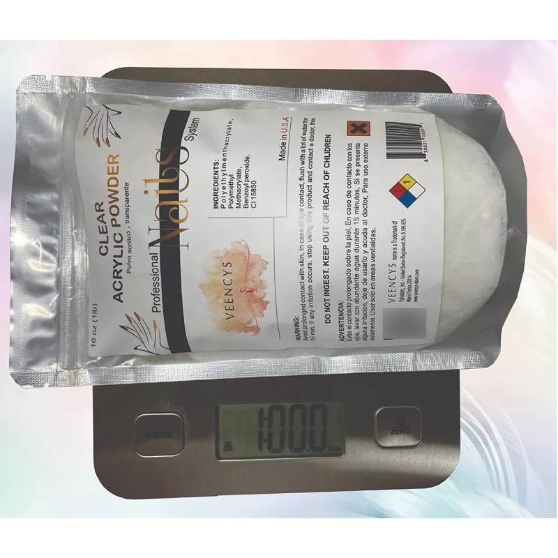 Veencys Polvo Acrílico Transparente Proffesional Uñas (16oz)