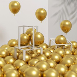 Awenztech 120pcs 5 inch Metallic Gold Balloons, small Chrome Gold Latex Balloons for Graduation Engagement Wedding Birthday Party Decorations