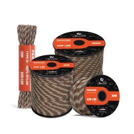 Abma Cord Paracord 4mm 50m 100% Nylon Rope 9 Strands Type III Parachute Cord for DIY, Camping, Survival, Outdoor - Max. 280kg - Forest Camo