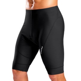 Bikewa Men's Cycling Shorts with Silicone Leg Grippers Padded Bike Bicycle Biking Biker Cycle Shorts for Men No Pockets(Black,L)