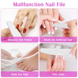 Nail File: 100/180 Gritfor Nails, 10 Pcs Zebra Doubled Sides Coarse Finger Nail Filer for Acrylic and Extension Gel Removal Manicure Kit Salon Home Use Nail Files (Halfmoon, Count, 25, 100/180 Grit)