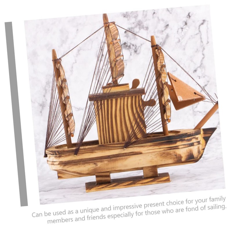 Operitacx Classic Wooden Sailboat Ornament Sailing Ship Model Toy Mediterranean