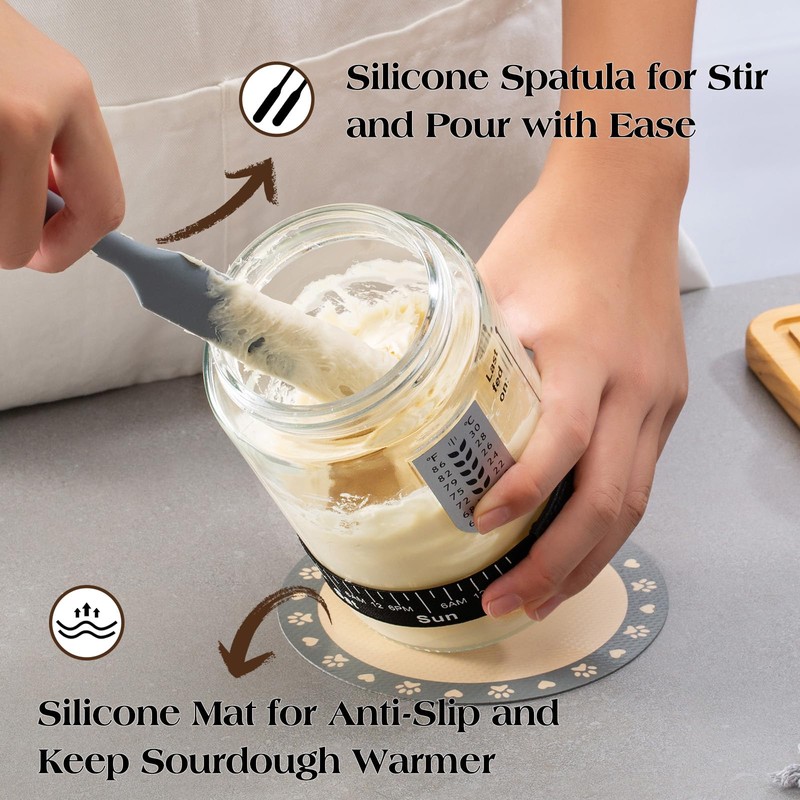 Sourdough Starter Kit,34oz Sourdough Starter Jar Glass with Sourdough Recipes