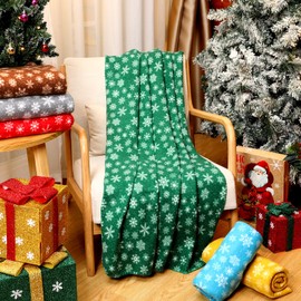 Moukeren 48 Pcs Christmas Snowflake Throw Blanket Bulk, 59 x 47 Inch Xmas Winter Throw Blanket Christmas Soft Cozy Fleece Blanket Warm Throw Blanket for Home Bedding Couch Chair Gift (Stylish)