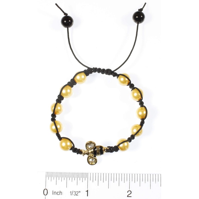 Style ARThouse Little Bumblebee, Bee Charm with Rhinestones on Macrame