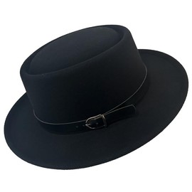 Cotilafi Pork Pie Hat Flat Top Fedora, Vintage Panama Classical Jazz Party Hats, Outdoor Travel Street Jazz Cap Sun Caps Black