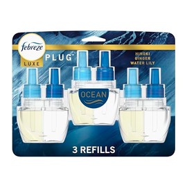 Febreze Ambientadores enchufables, océano, eliminador de olores, repuesto de aceite perfumado, 3 unidades