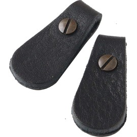 NBK LSC-B Genuine Leather Zipper Pull Parts, Circle Type, Screw Type with Caulk, Approx. 0.7 x 1.4 inches (17 x 35 mm), Black