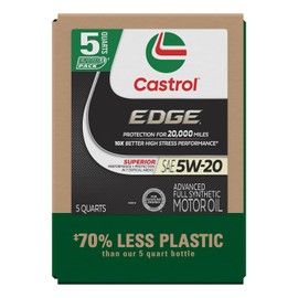Castrol EDGE 5W-20 Advanced Full Synthetic Motor Oil, 5 Quarts, Eco Pack