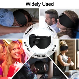 UOEPOWA Sleep Headphones Bluetooth 5.3 Headband for Travel Office, Breathable Sleeping Headphones Eye Mask with Memory Foam, 8 White Noise, Wireless Music Mask for Side Sleepers, Gifts for Men Women