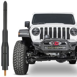 BASIKER Antenna for Jeep Wrangler Sport Rubicon JL 4xe Willys Mojave JK JT Gladiator 2007-2025, Short Jeep Wrangler Accessories Antenna Replacement Upgrade for Car Radio AM FM Reception