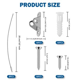 8 Packs Cabinet Safety Straps, Metal Furniture Wall Anchors Kit, Wardrobe Wall Safety Fixings, Anti Tip Furniture Straps, Child Proofing Straps, Baby Safety Kit for Bookshelf Dresser Pet Protecting