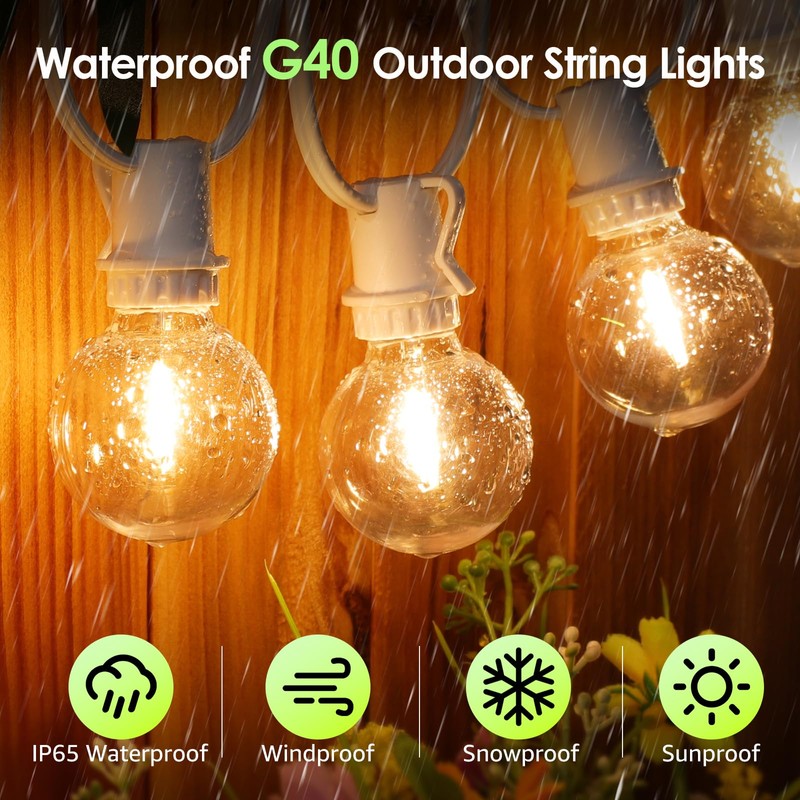 Mlambert 48Ft Solar String Lights, Outdoor Waterproof Patio Lights with