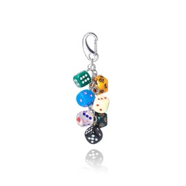 KIRIKYCHY Decorative Dice Keychain,Cute Cookie Handbag Purse Charm Pendant, Fashion Accessories Jewelry for Women Men (Colorful Dice)