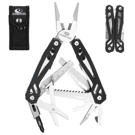 Mossy Oak 22-in-1 Multi-Tool Pliers Includes Carry Bag |Stainless Steel Multifunctional Tool Featuring A Wire Cutter, Bottle Opener, and Screwdriver | Perfect for Camping and Maintenance | Black
