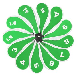 PATIKIL Golf Club Head Cover, 12 Pcs Number Golf Club Irons Covers Neoprene Driver Headcover Golf Lovers Gifts for Men Women, Green/White