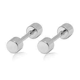 Ball Screw Back Earrings 925 Sterling Silver Studs Safety Ball Back Sleep-On Stud Earrings for Men Women Unisex Hypoallergenic, Silver