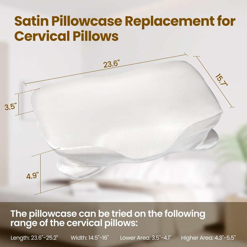 Thickened Satin Pillowcase for Zelimun Cervical Pillow, Contour Pillowcase, Smooth