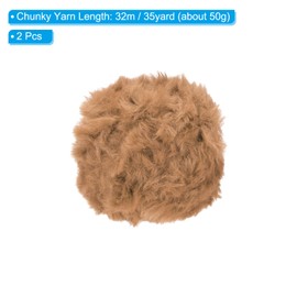 Patikil 35yds Faux Fur Yarn, 2 Skeins Fuzzy Crochet Fluffy Soft Chunky Polyester Plush Fur Eyelash for Crocheting Knit Blanket Rug Sweater Scarf Hat Bear Brown