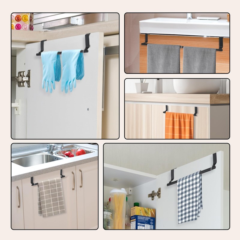 HMIEPRS 2Pcs Tea Towel Holders, No-drill Extendable Towel Rail, Stainless