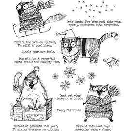 Tim Holtz Cling Rubber Stamps SNARKY CAT Christmas CMS416