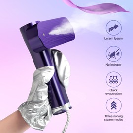 ABXMAS Portable Steamer for Clothes, 1200W Flat-Hanging Travel Steamer, 3 Levels for Powerful Handheld Clothes Steam, 15s Fast Heating for Travel Home Office and Dorm, 100ml(Purple)