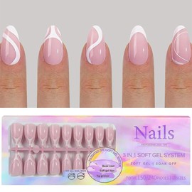 GZMAYUEN Gel Nail Tips Short Almond Press on Nails Soft Gel Nails Tips 150Pcs Pre Colored 5 Styles Tips Press ons Soak Off Acrylic Fake Nails Extensions DIY