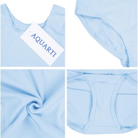 Aquarti Girls' 3/4 Sleeve Ballet Leotard, lightblue