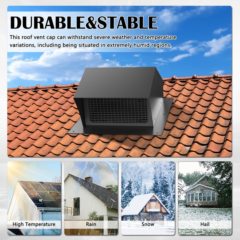 Roof Vent Cap 10 Inch Removable Rooftop Black Exhaust Iron
