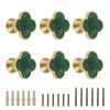EVERGD 6/9pcs 28mm Four-Leaf Brass Gold Clover Knobs Cabinet Door