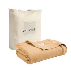 LANE LINEN Cotton Blankets Queen Size - 100% Cotton Queen Blanket, 440 GSM Classic Herringbone Bed Blankets Queen Size, Soft Breathable Blanket for Spring, Lightweight Summer Blanket, 90"x90"- Tan