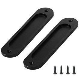ZGWANSUI 2 Pack Barn Door Handles 6 Inch, Sliding Barn Door Pull Handle, Recessed Door Finger Pull, Rustic Flush Barn Door Handle, Round Corner for Closet Drawer Cabinet Cupboard, Black