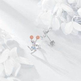 Cheerleader Earrings 925 Sterling Silver Cheerleader Jewellery Cheer Accessories Birthday Gifts for Cheerleading Lovers, Sterling Silver
