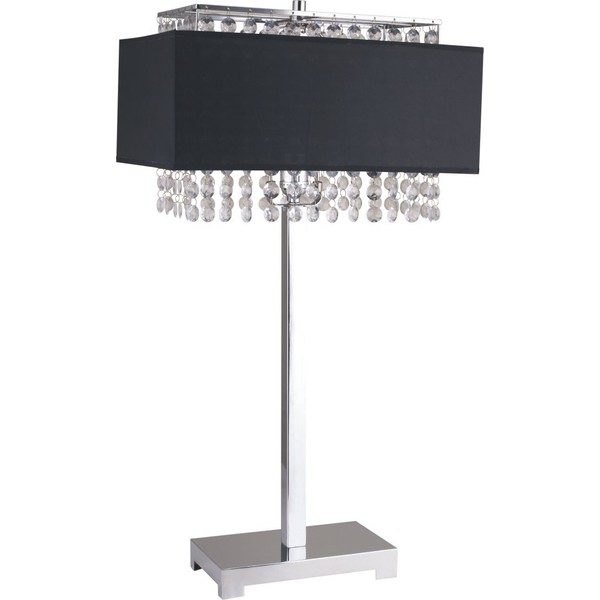 SH Lighting 27.5" Contemporary Table Desk Lamp with Hanging Crystals & Chrome Shiny Base - Fits in Bedrooms, Couch-Side, or Living Rooms (Black)