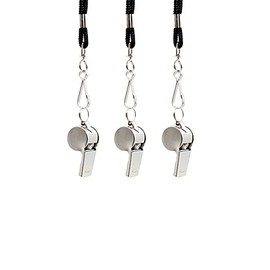 Coach Sports Referee Whistle with Lanyard, Metal Whistle Loud Whistles for Police Traffic Training Emergency Whistle (3 Pcs Silver)